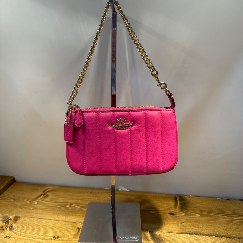 Coach Nolita 19 Hot Pink Fuchsia Quilted Leather Gold Chain Shoulder Bag C8302